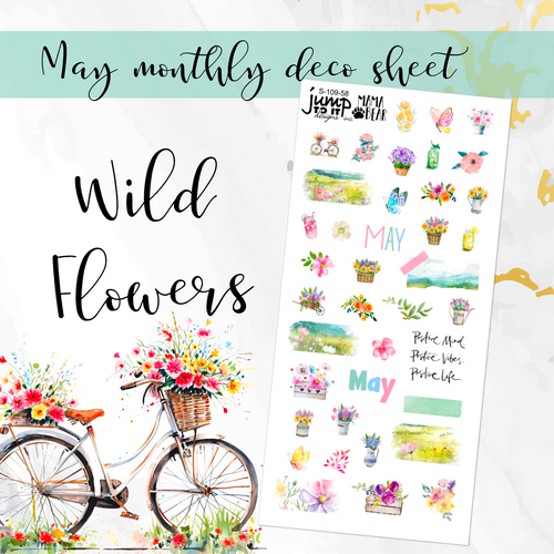 May Wild Flowers Deco sheet - planner stickers          (S-109-58)