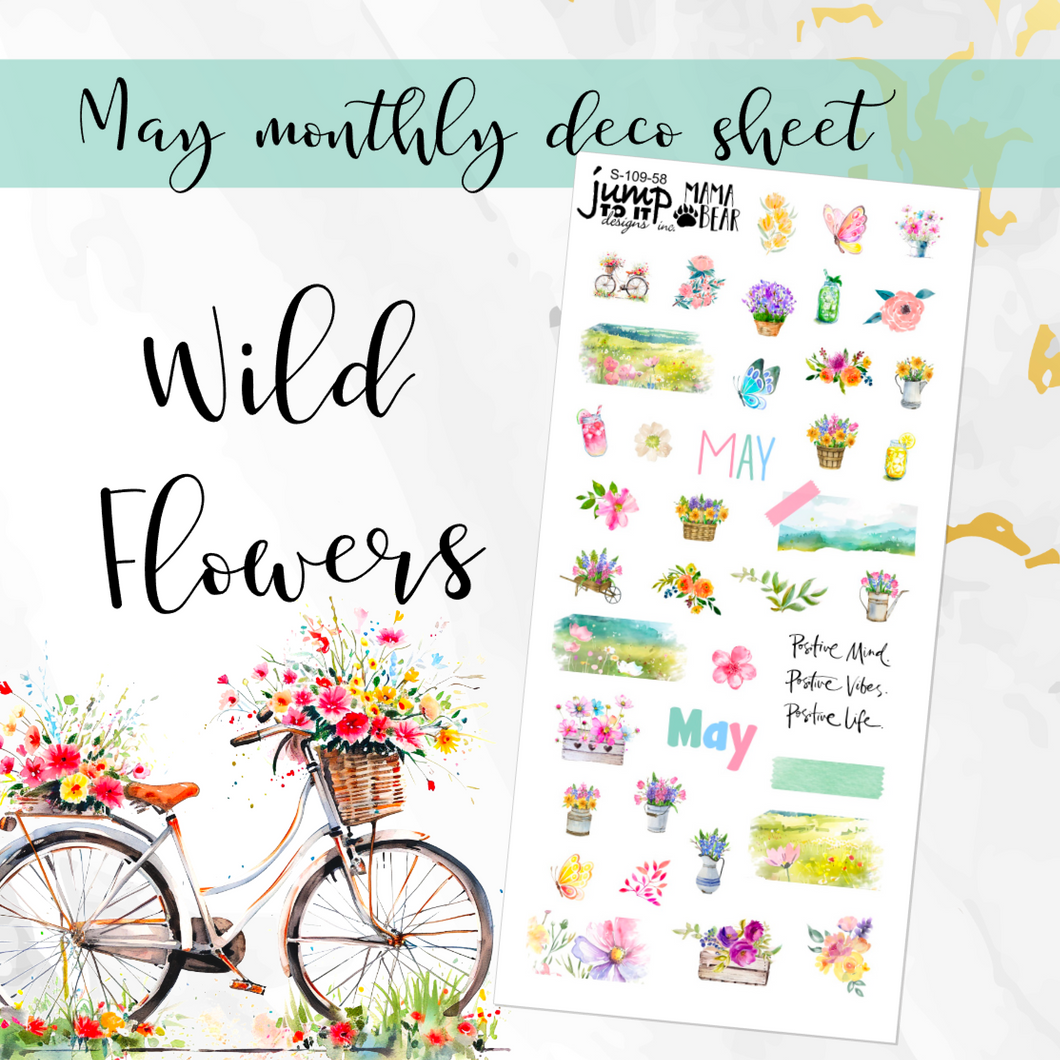 May Wild Flowers Deco sheet - planner stickers          (S-109-58)