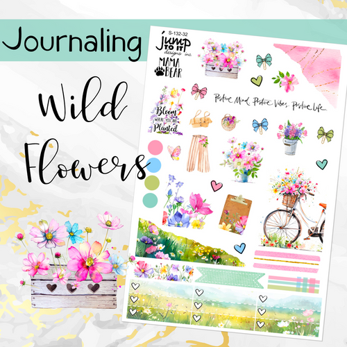 May Wild Flowers JOURNAL sheet - planner stickers          (S-132-32)