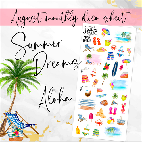 Aloha/Summer Dreams Deco sheet - planner stickers          (S-109-6)