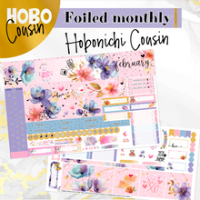 Load image into Gallery viewer, February Floral Romance FOILED monthly - Hobonichi Cousin A5 personal planner