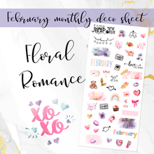 Load image into Gallery viewer, February Floral Romance Deco sheet - planner stickers          (S-109-54)