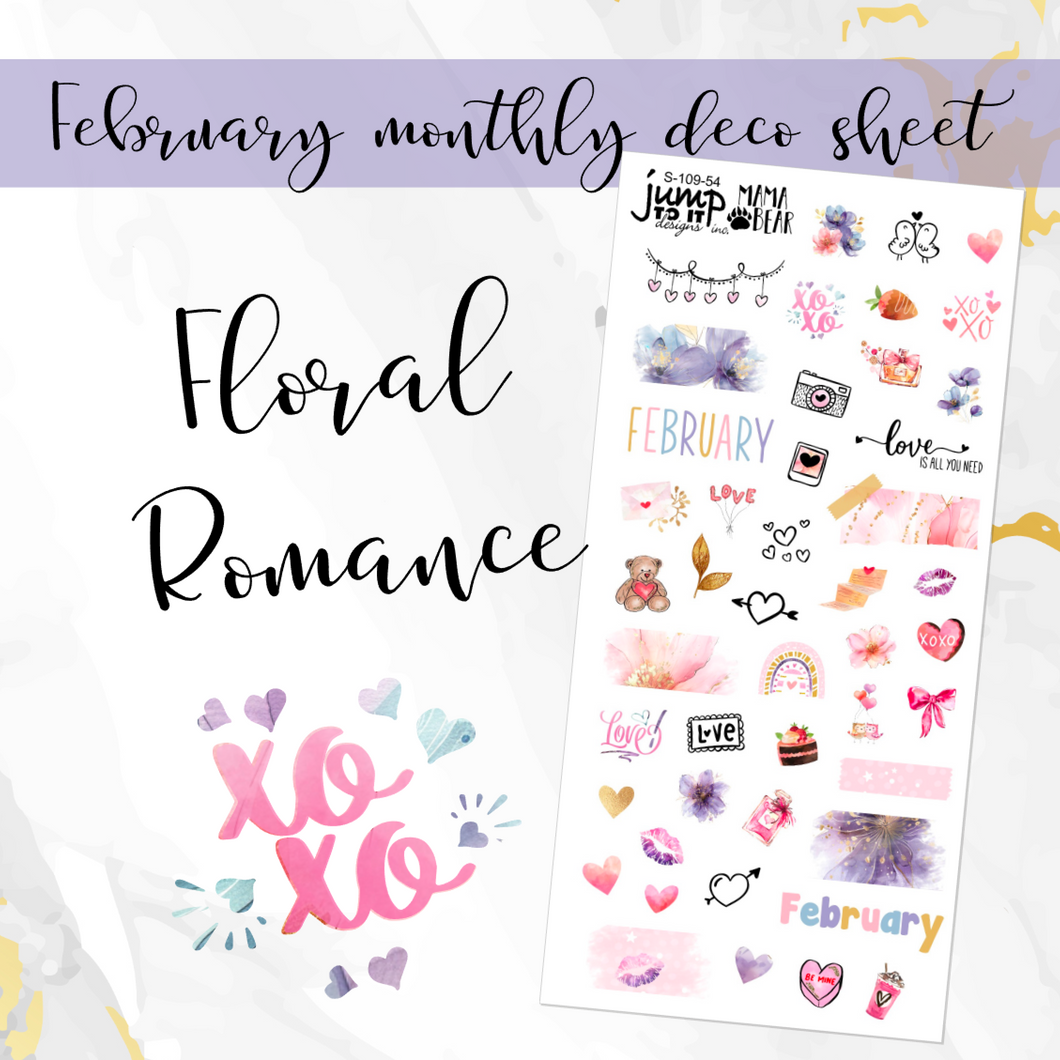 February Floral Romance Deco sheet - planner stickers          (S-109-54)