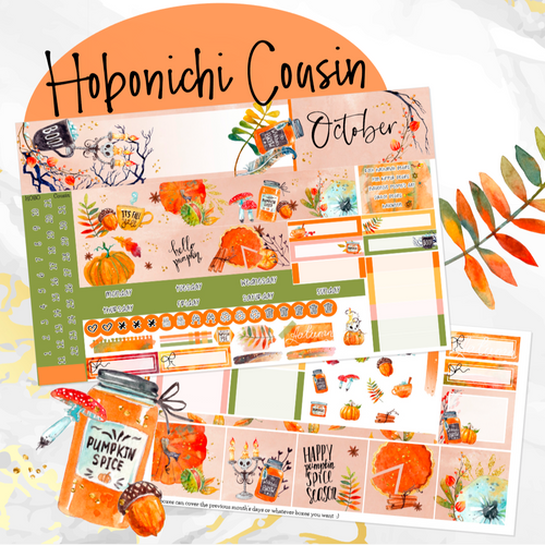 October Pumpkin Spice monthly - Hobonichi Cousin A5 personal planner