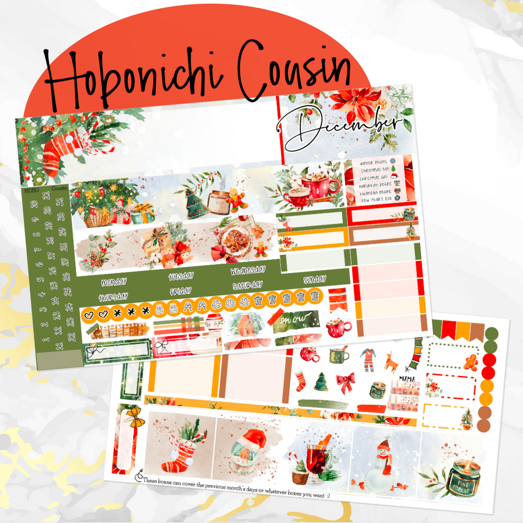 December Cozy Night Christmas monthly - Hobonichi Cousin A5 personal planner