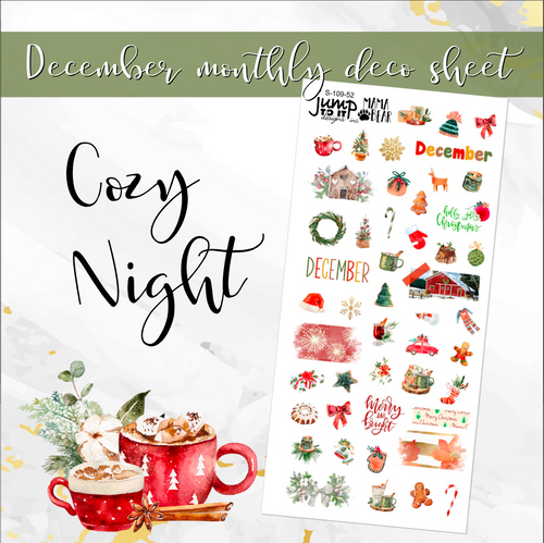 December Cozy Night Christmas Deco sheet - planner stickers          (S-109-52)