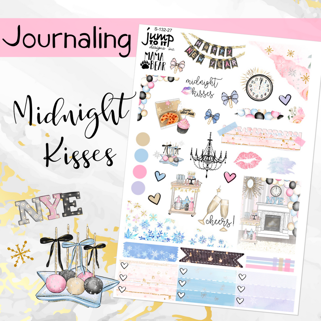 January Midnight Kisses NYE JOURNAL sheet - planner stickers          (S-132-27)