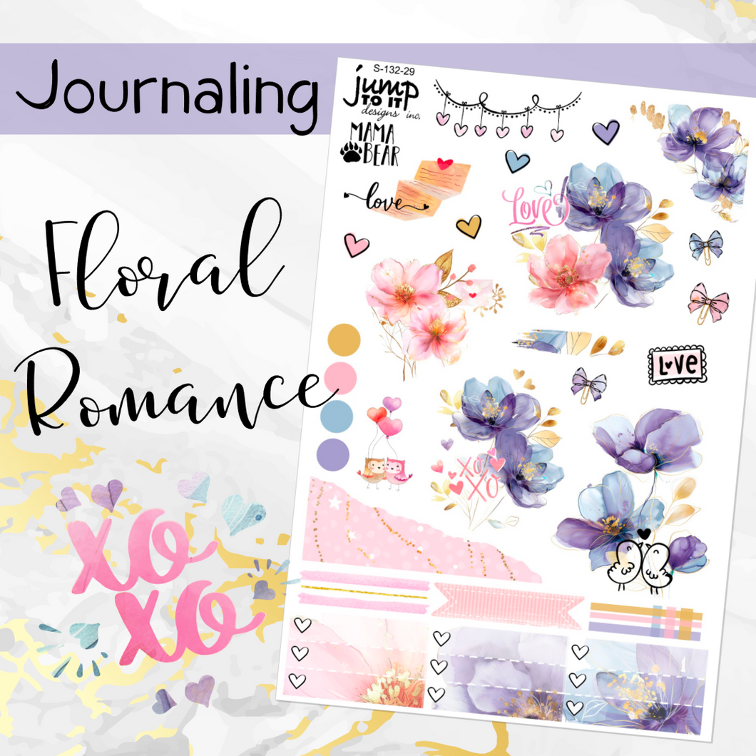 February Floral Romance JOURNAL sheet - planner stickers          (S-132-29)