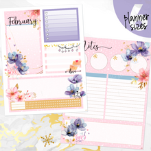 Load image into Gallery viewer, February Floral Romance Notes monthly sticker - Erin Condren Vertical Horizontal 7&quot;x9&quot;, Happy Planner Classic, Mini &amp; Big