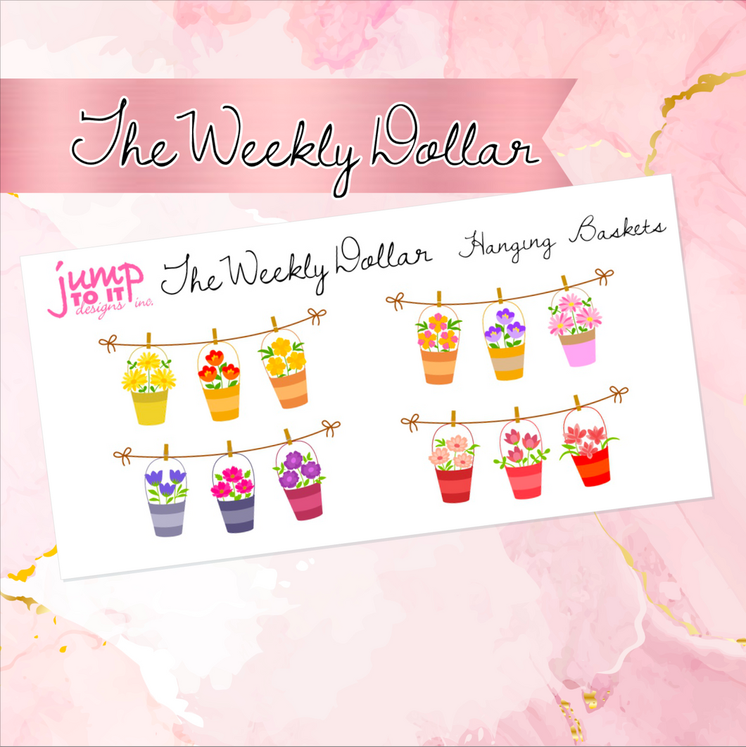 Hanging Baskets - The Weekly Dollar - planner stickers (WD-106)