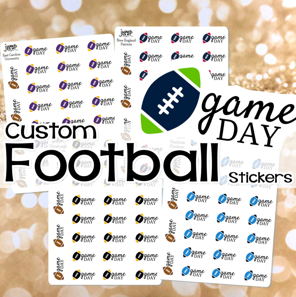 Custom Football stickers (R-139) – Jump To It Designs